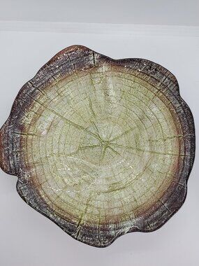 Table Centerpiece Glass Decor Bowl Tree Ring Pattern